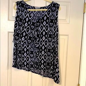 Sweet Clarity Black and White Sleeveless Top Asymmetrical L/XL